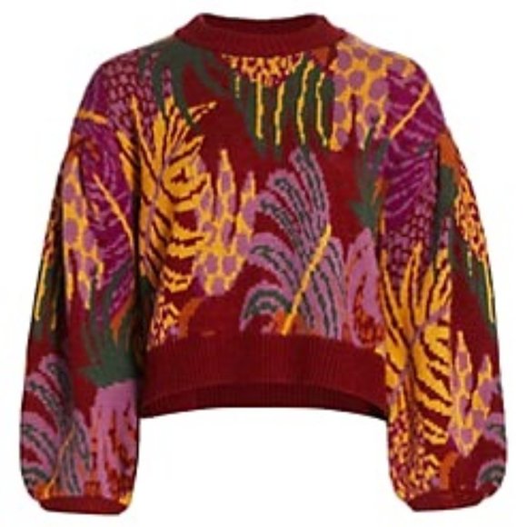 Farm Rio Jungle Print Sweater Twee Fall - Picture 1 of 11